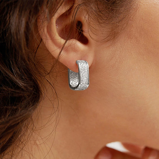 Pavé CZ Hoop Earrings