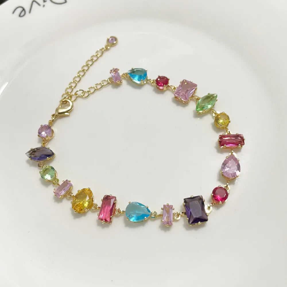 Rainbow Zircon Charm Bracelet
