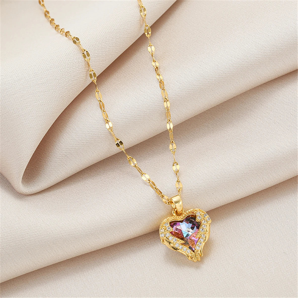 Blush Crystal Heart Pendant Necklace