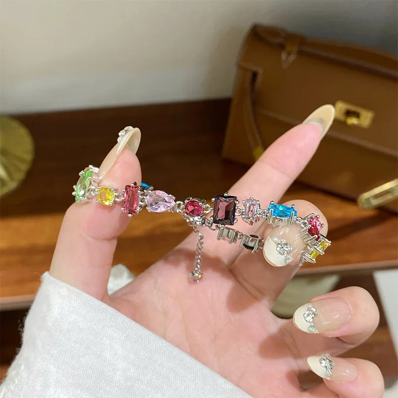 Rainbow Zircon Charm Bracelet