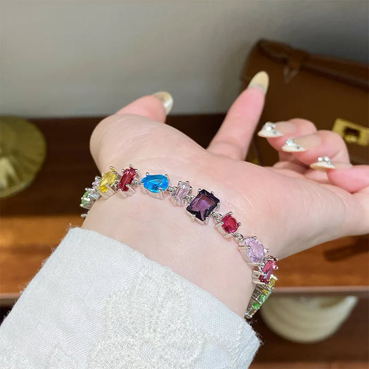 Rainbow Zircon Charm Bracelet