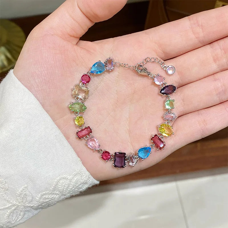 Rainbow Zircon Charm Bracelet