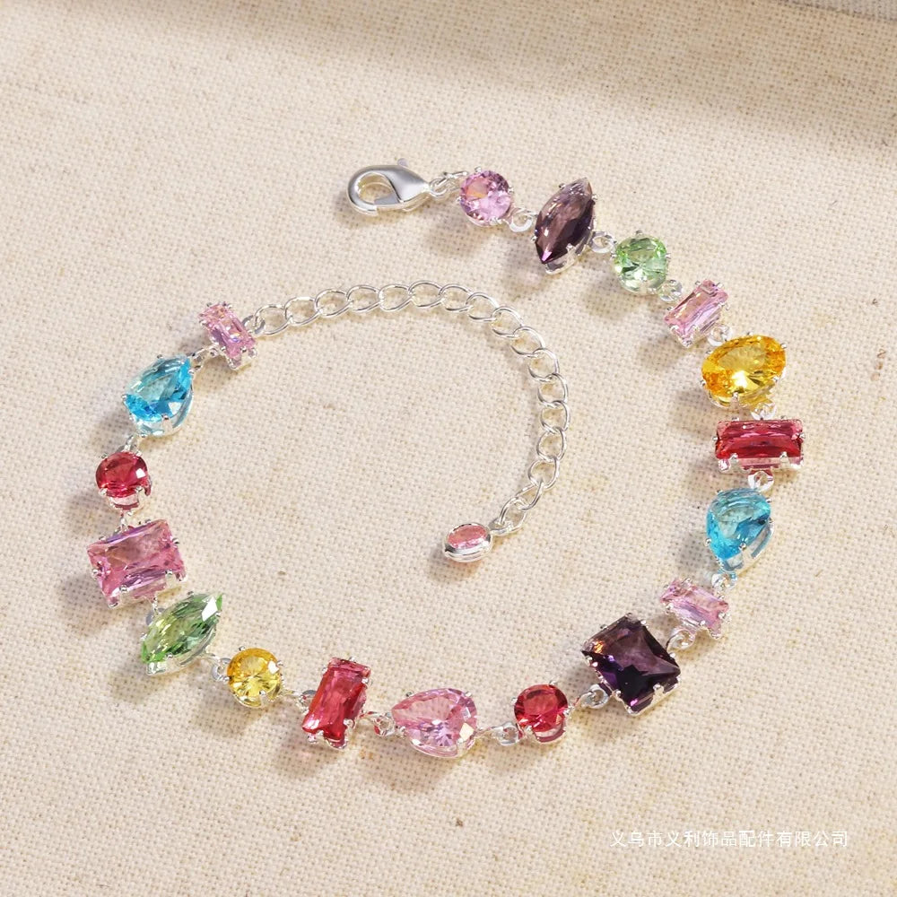 Rainbow Zircon Charm Bracelet